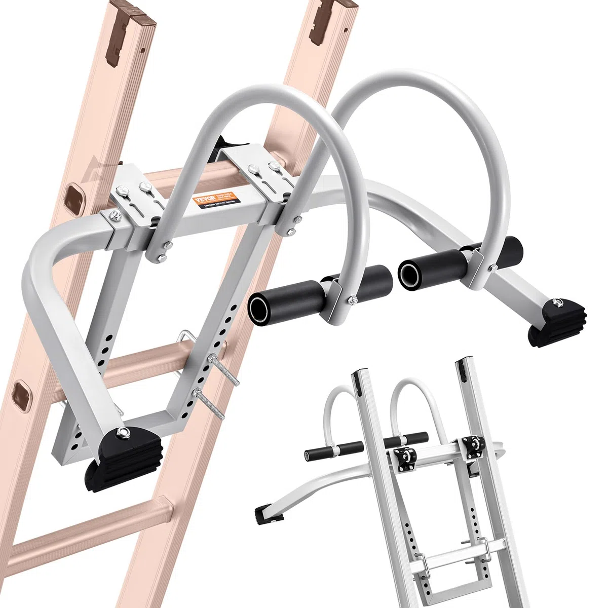 VEVOR Leiterstabilisator, 2-in-1-Abstandshalterhaken für Verlängerungswandleitern, Zubehör für Dachfirstleitern horizontal/vertikal, T-Stange mit Stahl-Gummi-Griff, schneller Zugang zu steilen Dächern