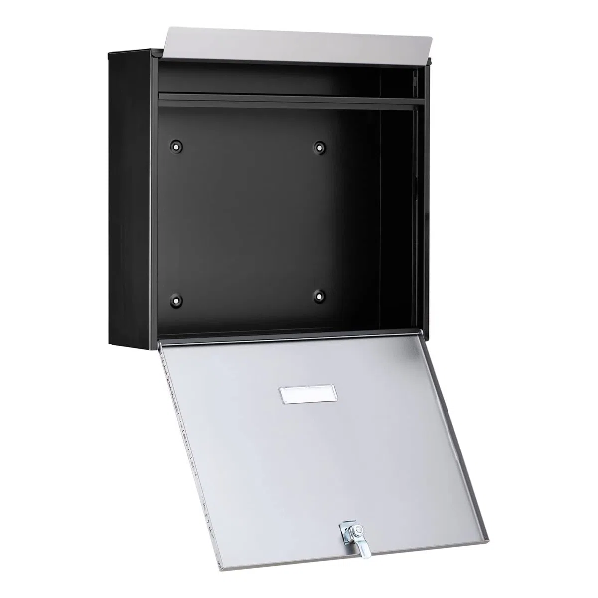 Burg-Wächter Briefkasten Edelstahl mit Namensschild, A4 Einwurf-Format, Verzinktes Stahlgehäuse anthrazit beschichtet mit Edelstahl Tür, Oxford-Set 6877 B+S, Mattschwarz