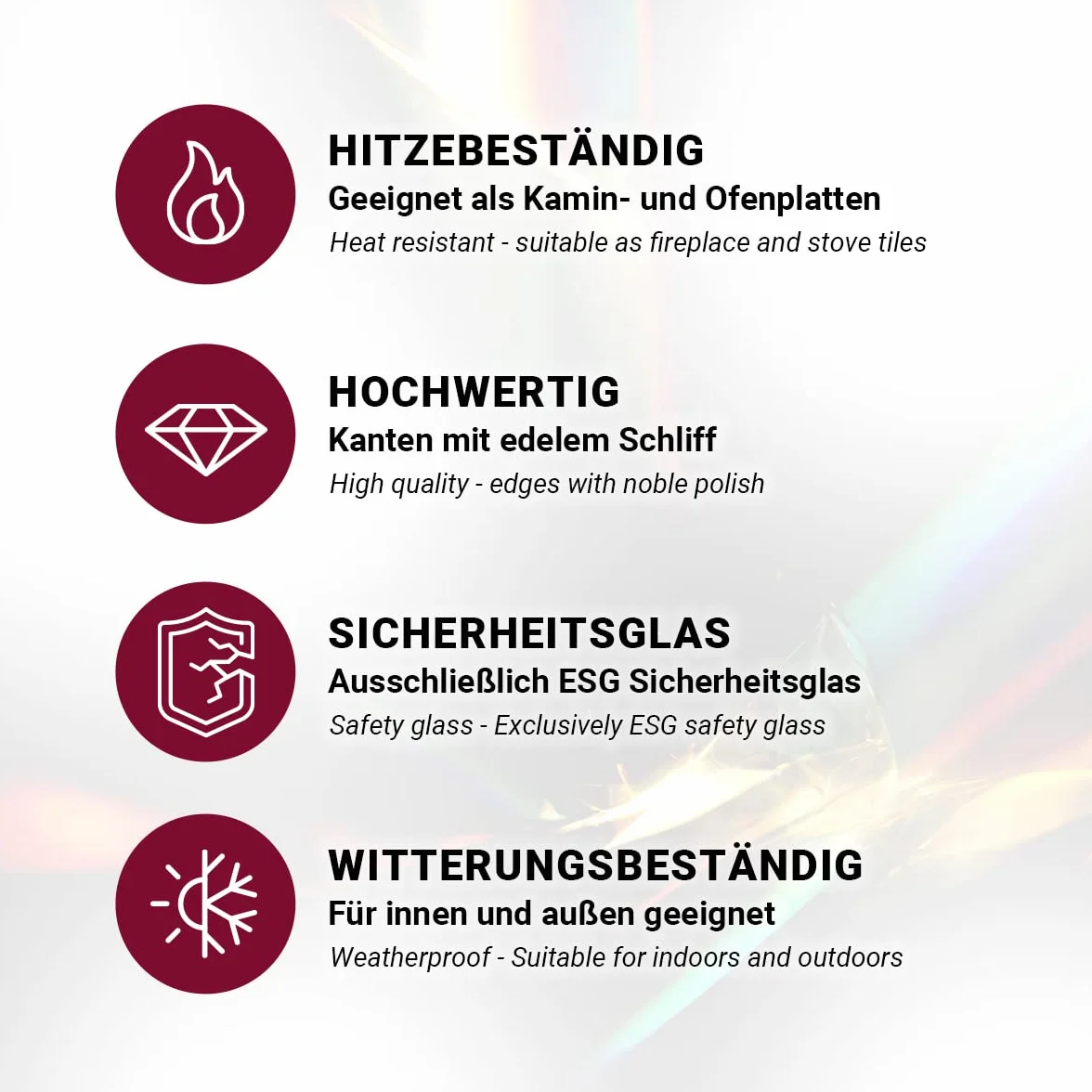 Euro Tische Glasplatte für Kaminofen und Tischplatte in 60cm Facettenschliff, Schutzplatte mit 6mm ESG Sicherheitsglas, Funkenschutzplatte, Glasboden für Kamin (Klarglas)