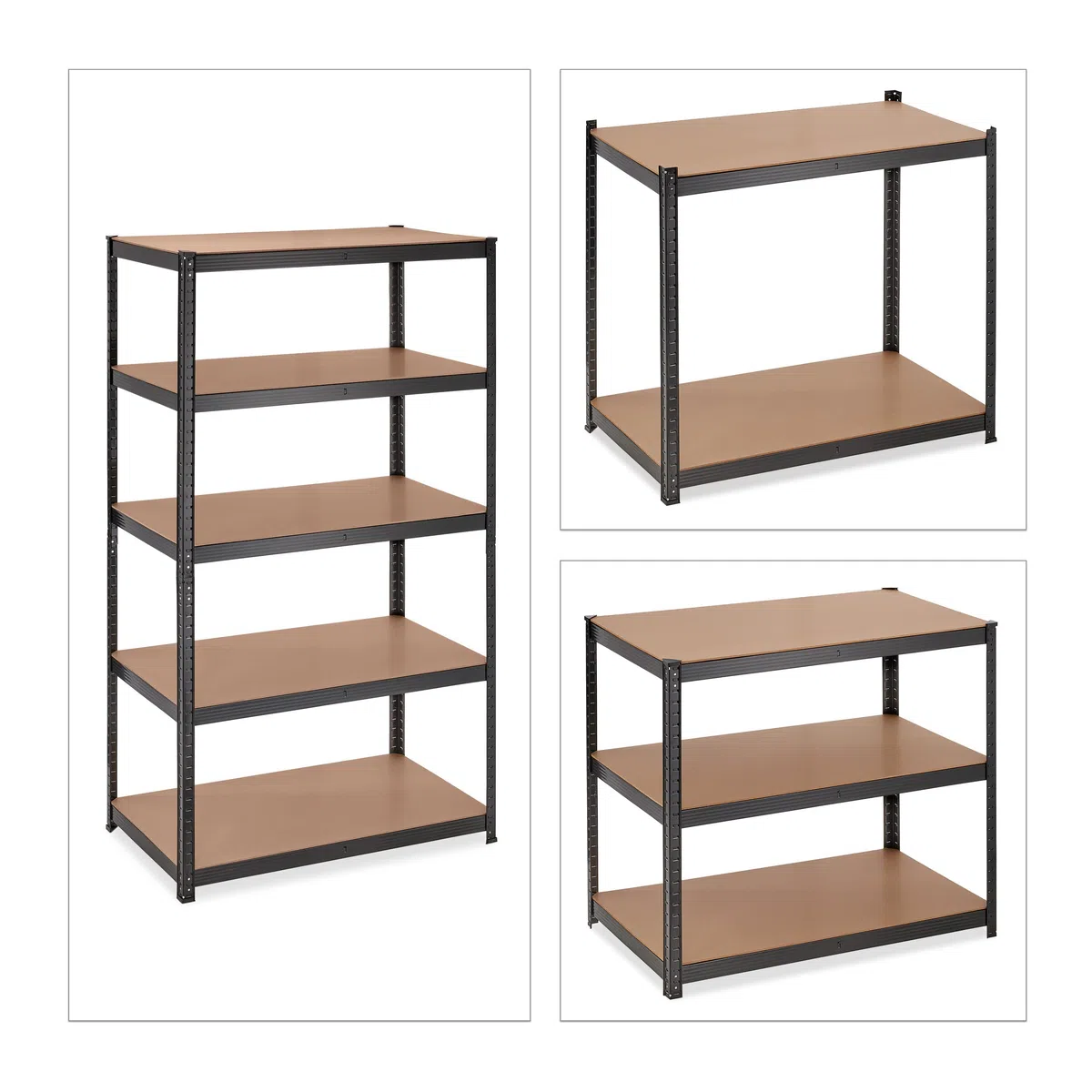 Relaxdays Schwerlastregal, HxBxT: 180x100x60 cm, 5 Böden, Stahl, schwarz | 1250 kg Traglast