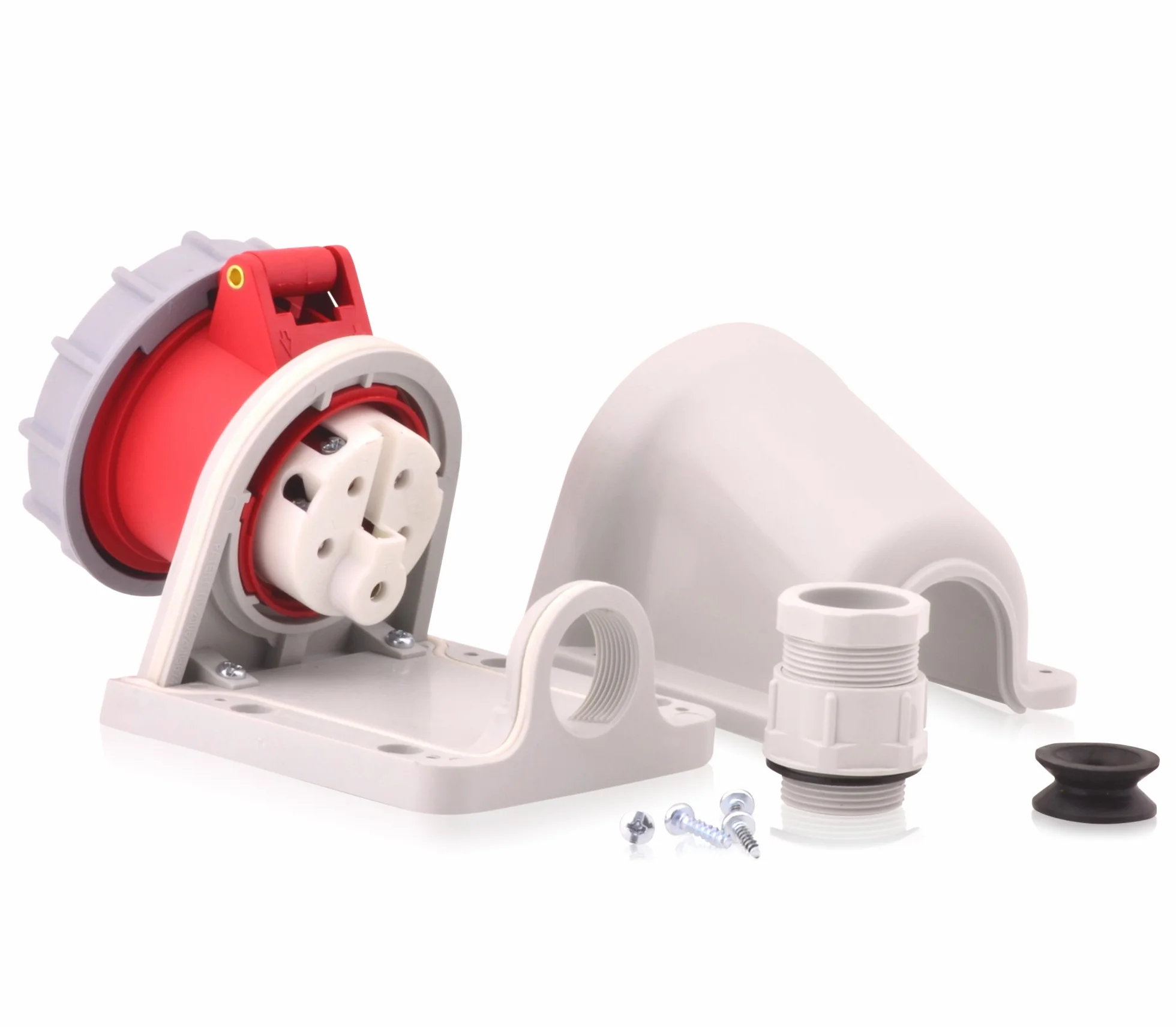 CEE Starkstrom Wandsteckdose Intratec 63A 400V 6h IP67 (spritzwassergeschützt) 5-polig (3P+N+E): IEC-60309 Industrie und Mehrphasenstecker robuste Industriequalität robuste Industriequalität