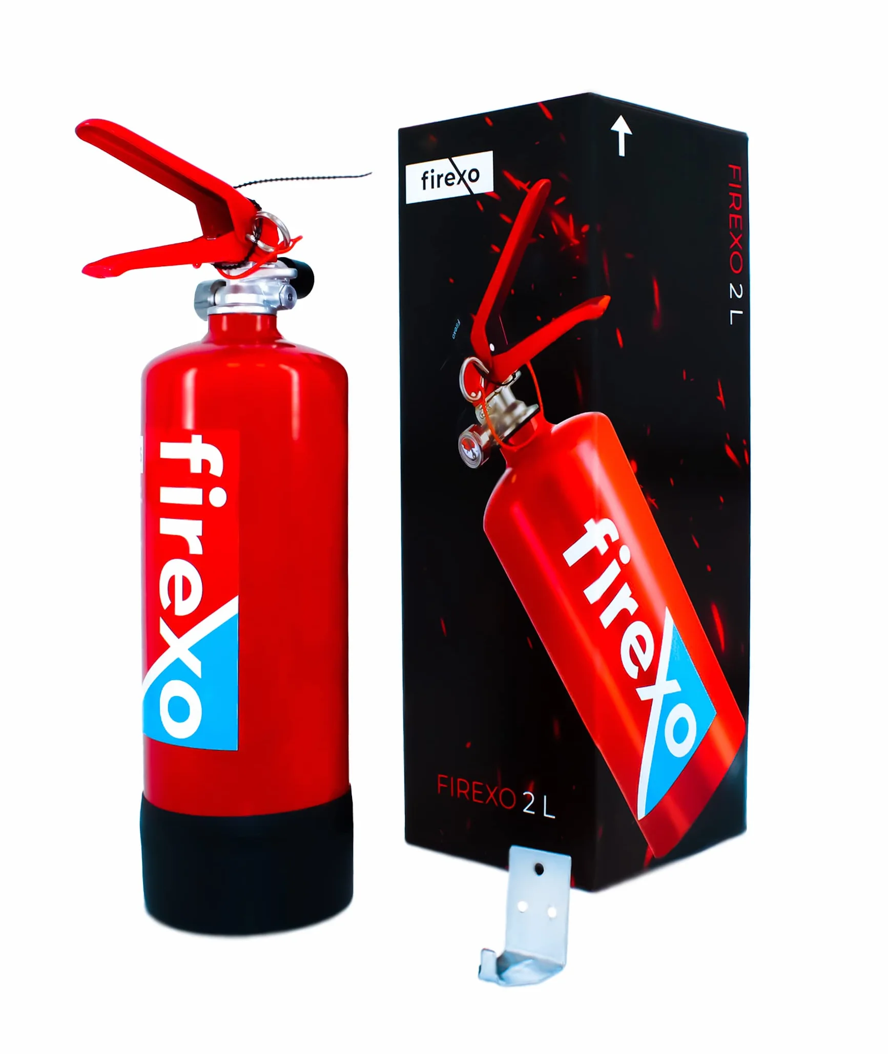 Firexo Kleiner Feuerlöscher (2 Liter) – alle Arten von Feuer – Mehrzweck-Feuerlöscher für zuhause, Küche, Grill, Zuhause und Büro