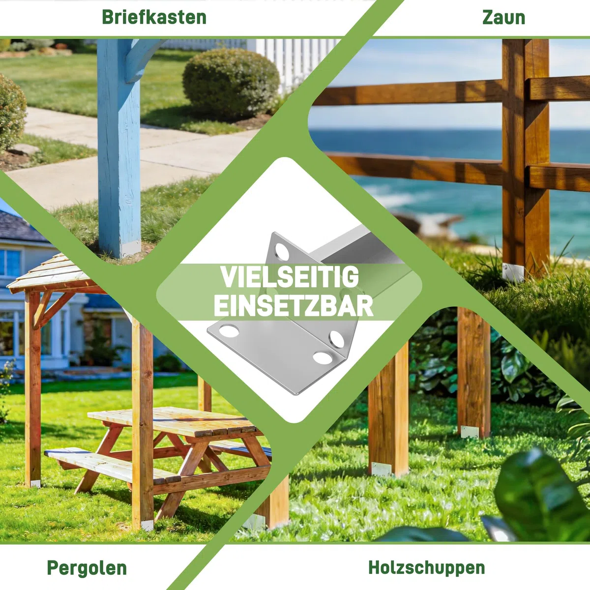 Froadp Bodenhülse Einschlaghülse L-Form 70cm Feuerverzinkt 2mm Metall Pfostenträger für Holzpfosten Metallpfosten 8 Stück Silber Bodenanker Erdspieß passend für Zaun Carport Pergola Gartenbau