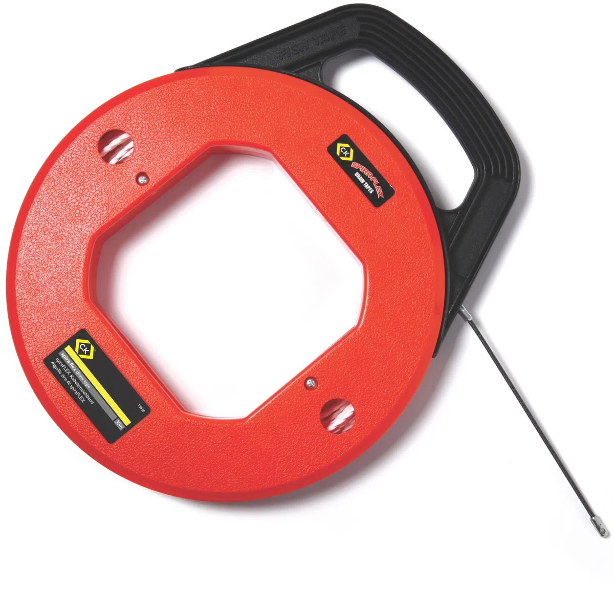 C.K SpiraFLEX Kabeleinziehhilfe 30 m, PET Einziehband mit reibungsarmem Spiralprofil, Flexible Einziehfeder für Leerrohr und Kabelzug, Aufwickelkassette für Elektroinstallation, Kabelrouting CK T5530