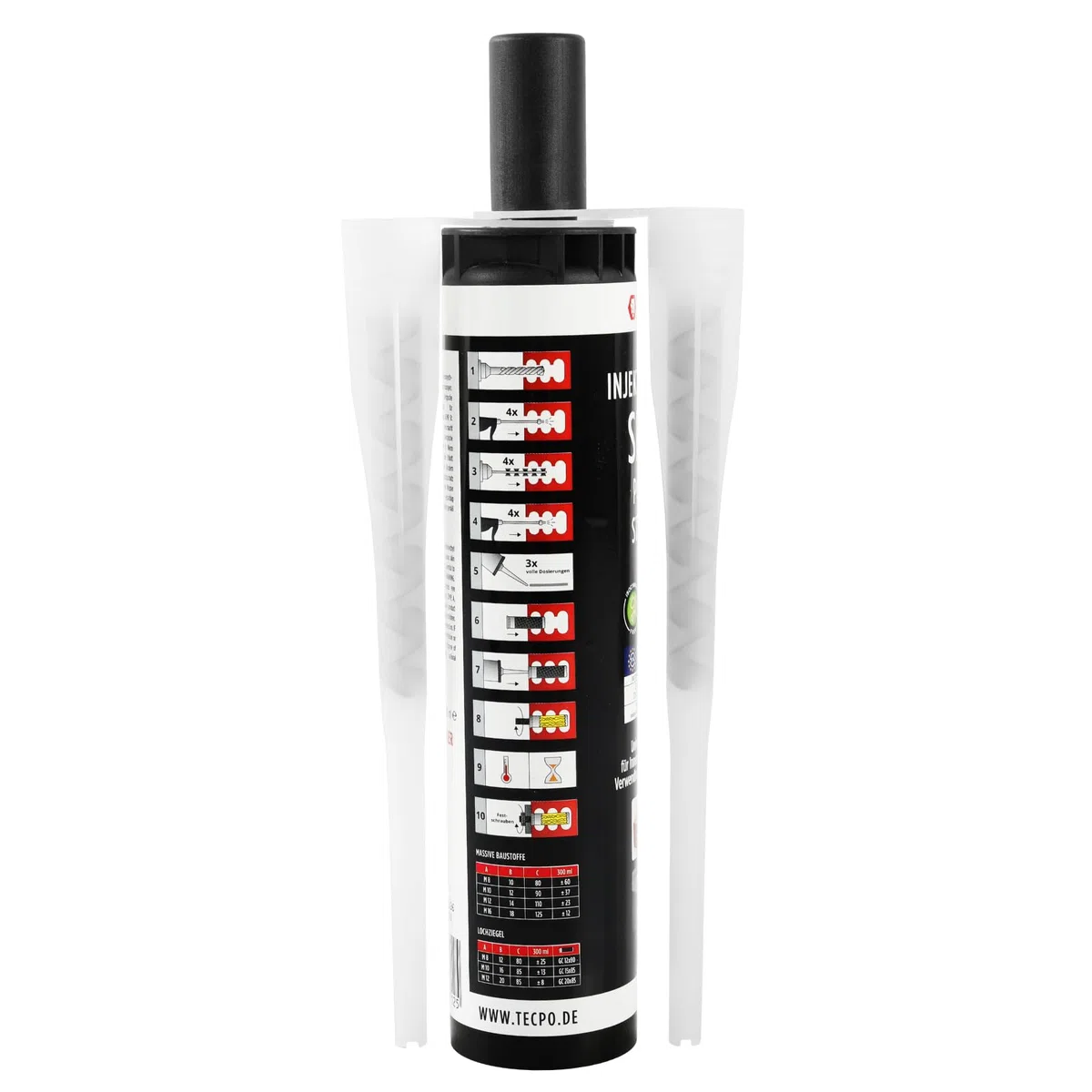 TECPO 6x Injektionsmörtel SF 300 ml inkl. Statikmischer Vebundsmörtel Ankerkleber Innen & Aussen Mörtel zur Befestigung von Voll- und Hohlbaustoffen