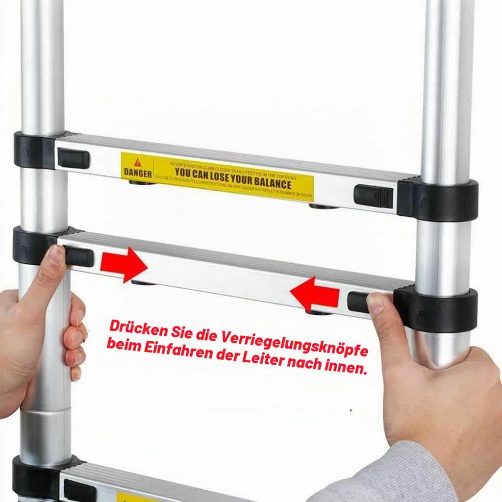 Klappbare Trittleiter, Teleskopleiter, Klappleiter, Klappleiter, aus Metall, maximale Belastung 150 kg (2,6 m)