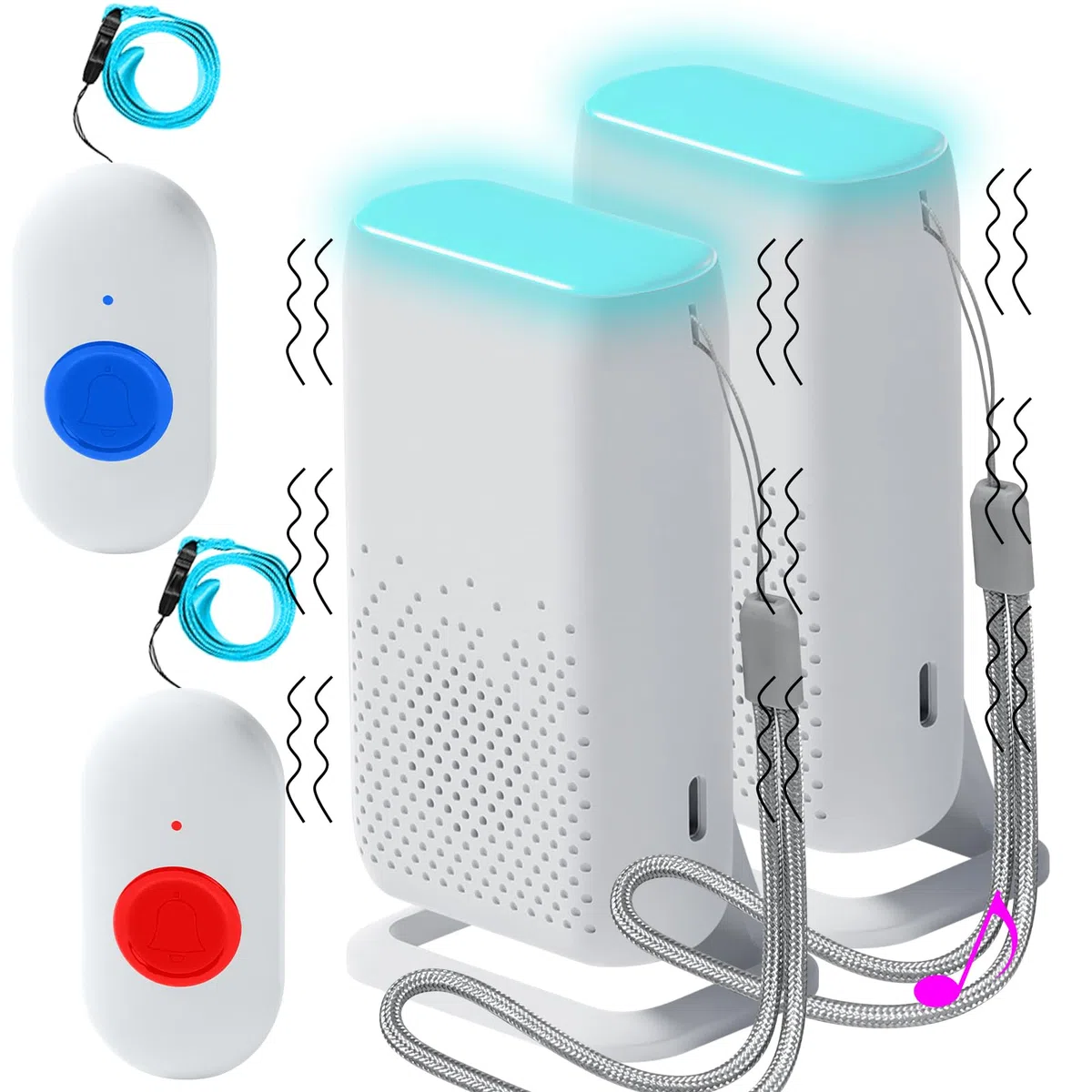 Haus Wireless Mobiler Alarm Notruf Knopf Vibrations Hausnotruf Panikalarm Funkalarm für Senioren-Betreuer für ältere Kinder (2 zu 2)