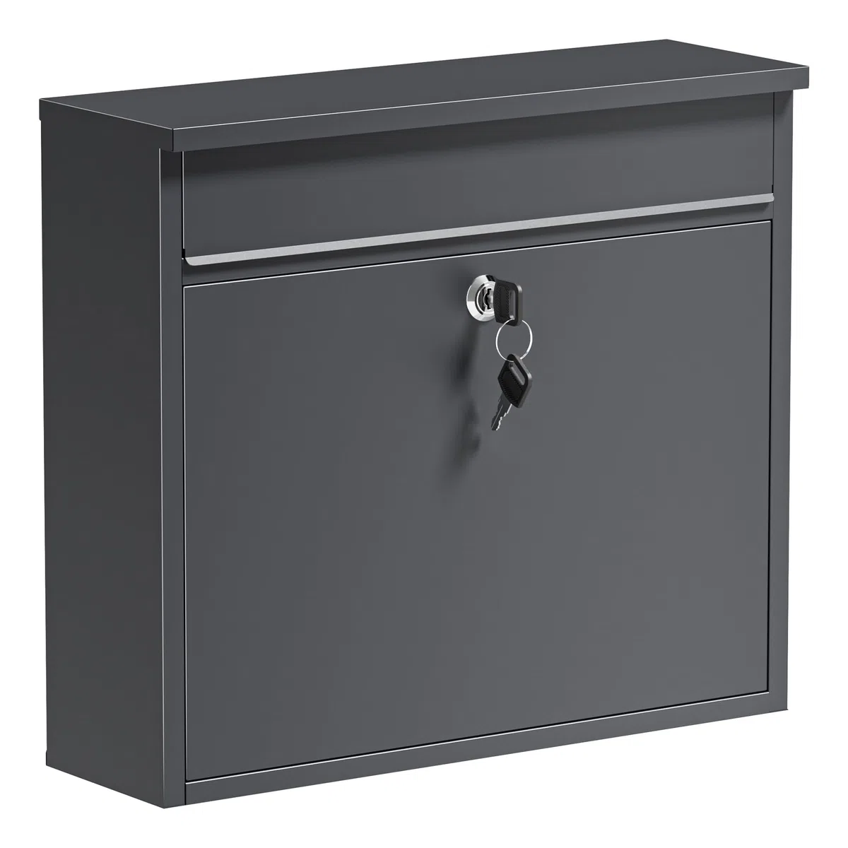 Wiltec Briefkasten V13 Anthrazit 360 x 105 x 315 mm, Wandbriefkasten mit Schloss und Klappe, Postkasten aus Stahl pulverbeschichtet