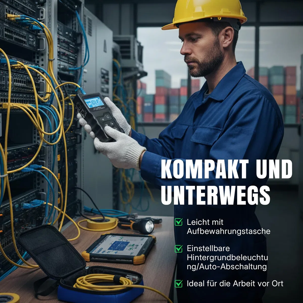 Multifunktions Kabeltester: RJ45 Netzwerktester mit PoE, Kontinuitätstest, Spannungsmessung & LED-Beleuchtung - Ideal für CAT5e/CAT6/CAT6a Ethernet Kabel