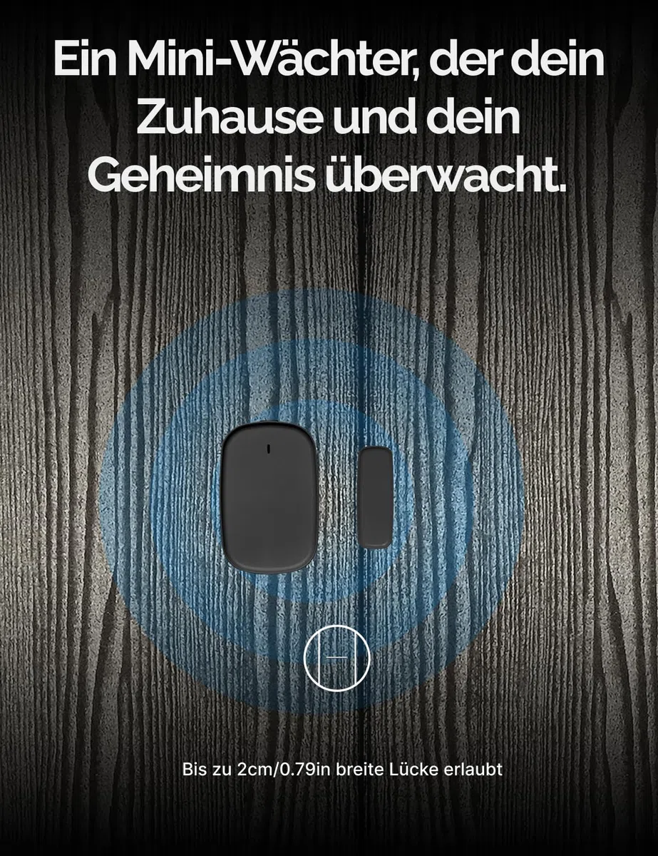 MOES Smart Tür - und Fenstersensor,MOES/Tuya ZigBee Hub erforderlich,Drahtloser Detektor für Alarmanlage, Smart Life/Tuya App,Kompatibel mit Tuya-Geräte, Alexa,und Google Assistant,Schwarz 3P