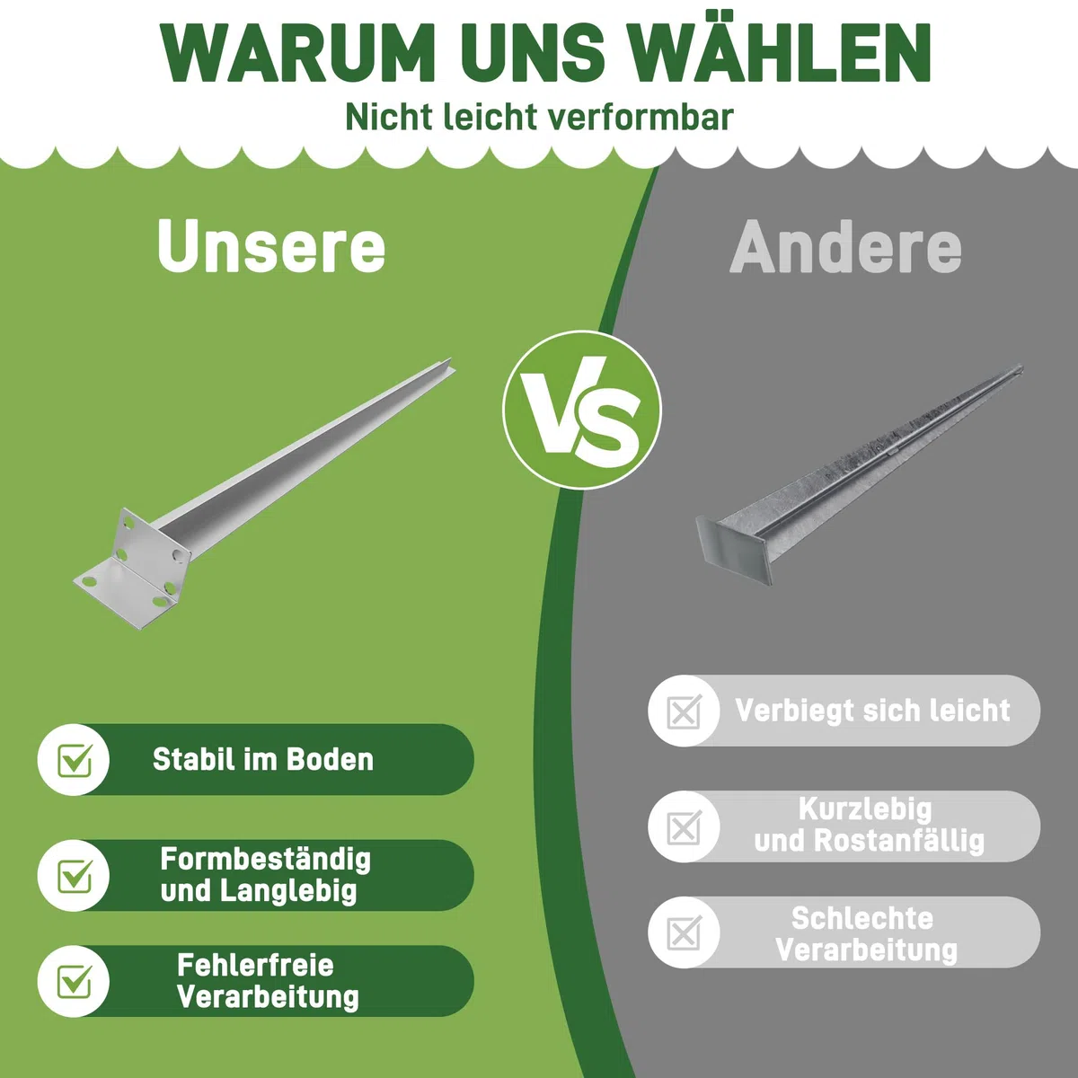 Froadp Bodenhülse Einschlaghülse L-Form 70cm Feuerverzinkt 2mm Metall Pfostenträger für Holzpfosten Metallpfosten 8 Stück Silber Bodenanker Erdspieß passend für Zaun Carport Pergola Gartenbau