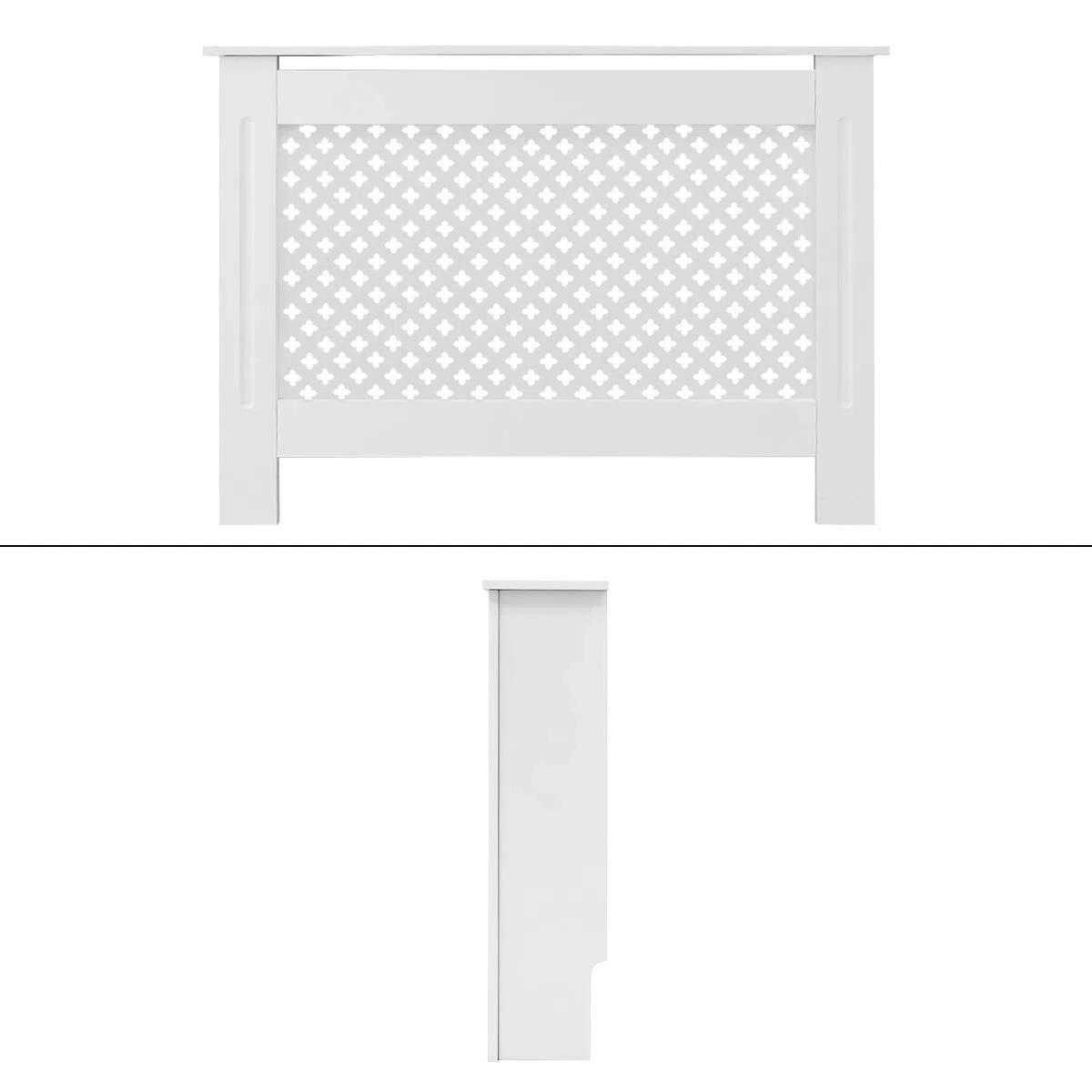 ECD Germany Heizkörperverkleidung mit Wabenmuster 112x19x82 cm Weiß aus MDF lackiert für Schlafzimmer Wohnzimmer Heizungsverkleidung Heizkörperabdeckung Heizungsabdeckung Heizung Heizkörper Abdeckung