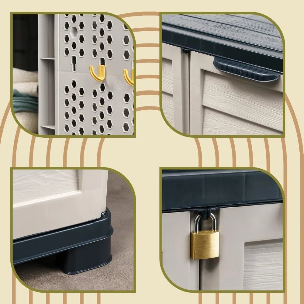 Gartenschrank Wetterfest Outdoor Kunststoff Schrank Kunststoffschrank Mehrzweckschrank Balkonschrank Geräteschrank Terrassenschrank Kellerschrank