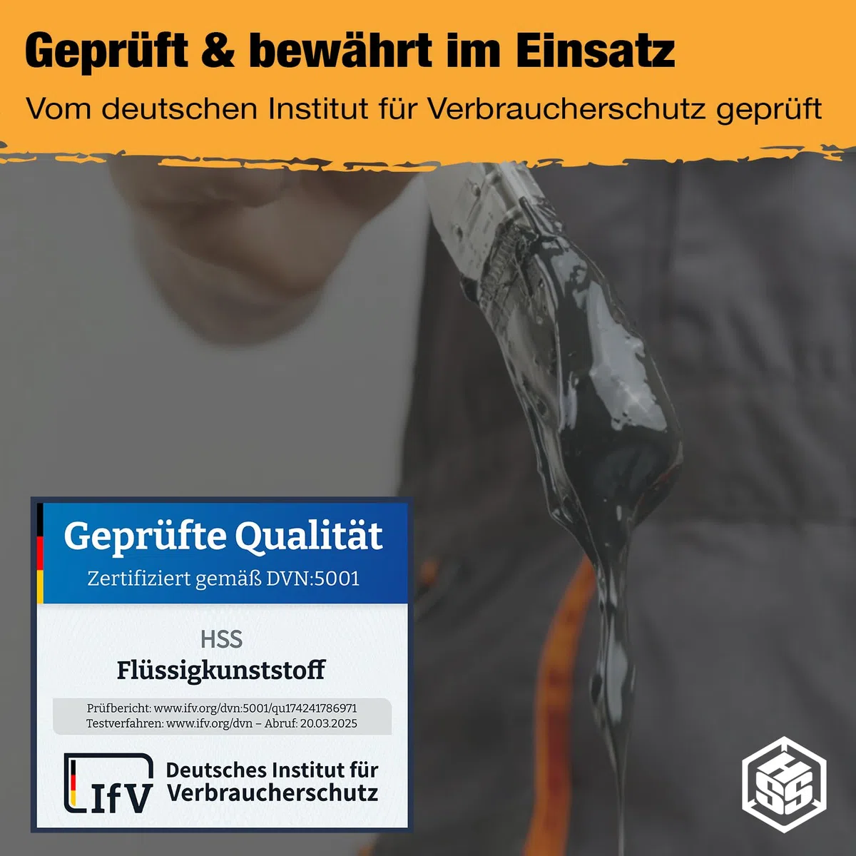 HSS Flüssigkunststoff für Abdichtung & Reparatur – UV- & witterungsbeständig – MS-Polymer – lösungsmittel- & bitumenfrei – Transparent – 800 g für ca. 2,2m²