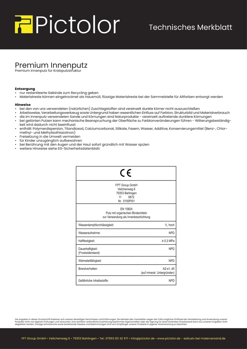 Pictolor Premium-Innenputz 25kg Körnung: 1mm