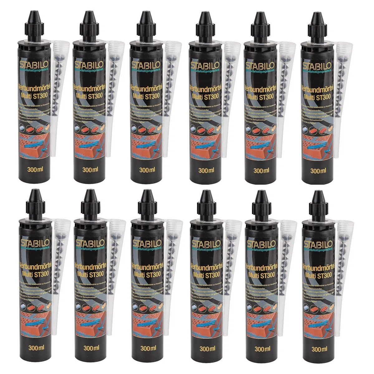 12x Verbundmörtel 300ml | Injektionsmörtel, Mörtel mit Option 7 & ETA-Zulassung | 12 Stück