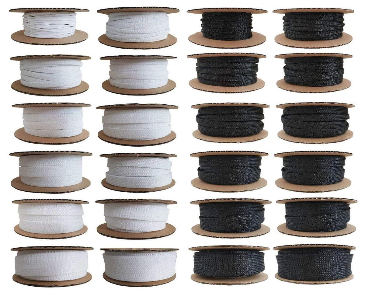 netproshop Geflechtschlauch für Kabelschutz -Isolation und -bündelung Größen ab 2-4mm bis 25-50mm, Farbe:Weiss, Größe:14-30 mm - 25 Meter
