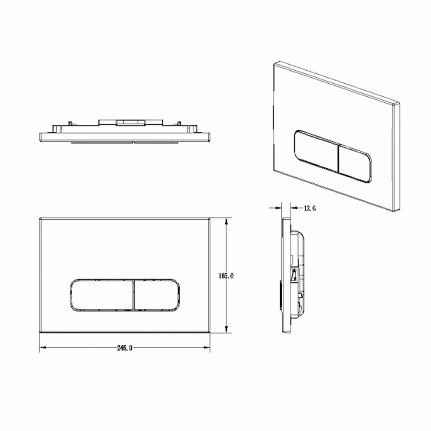 Drückerplatte Kompatibel mit Geberit Duofix Sigma/Delta/Basic, Betätigungsplatte für 2-Mengen-Spülung (Schwarz Matt)
