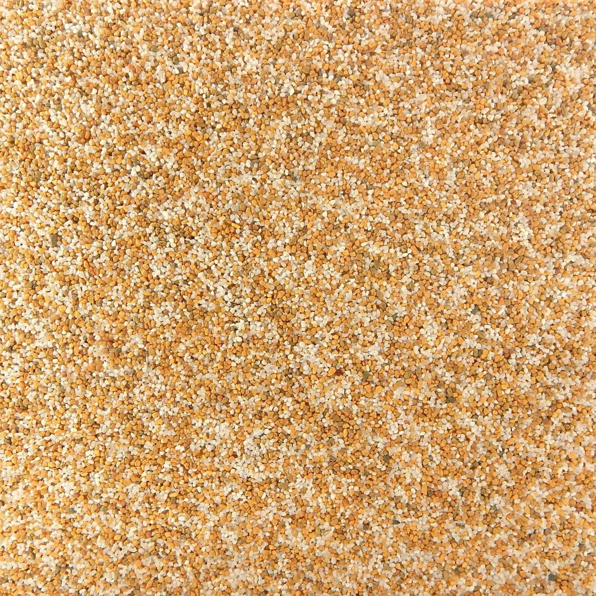 Terralith Buntsteinputz 14kg in gelb-weiß, Sockelputz für Innen und Außen mit Reinacrylat Bindemittel aus Naturstein, 1-2mm Körnung (BSP17)