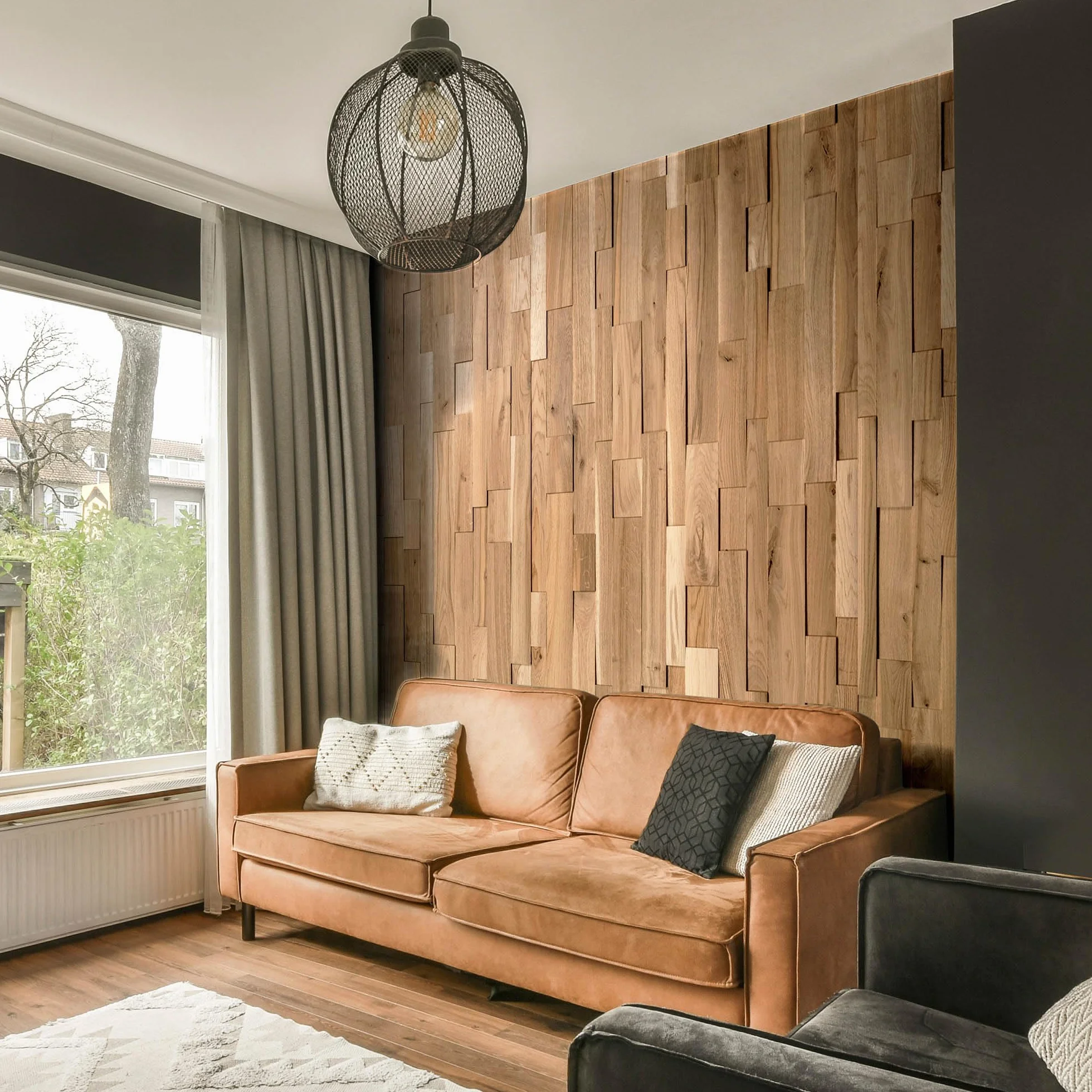 Wandverkleidung aus Eiche, 3D Wandpaneele, Wooden Wall Design, model OZO Rustic (1m2)