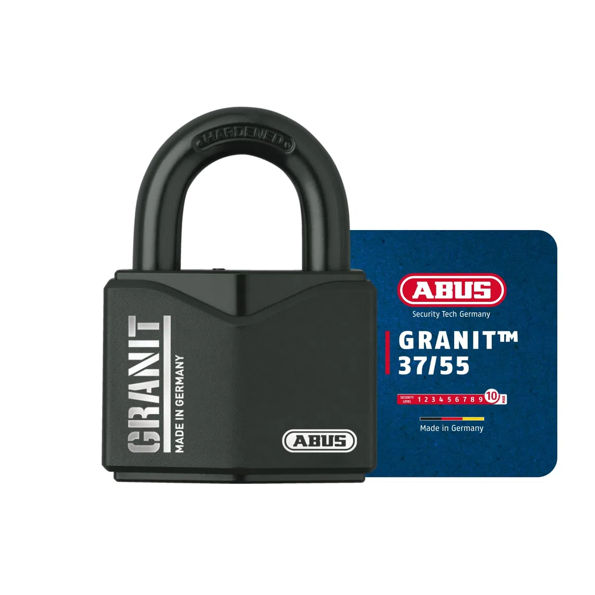 ABUS Granit Vorhängeschloss 37/55 für den Außeneinsatz - aus gehärtetem Spezialstahl - mit Plus Scheibenzylinder - Sicherheitslevel 10