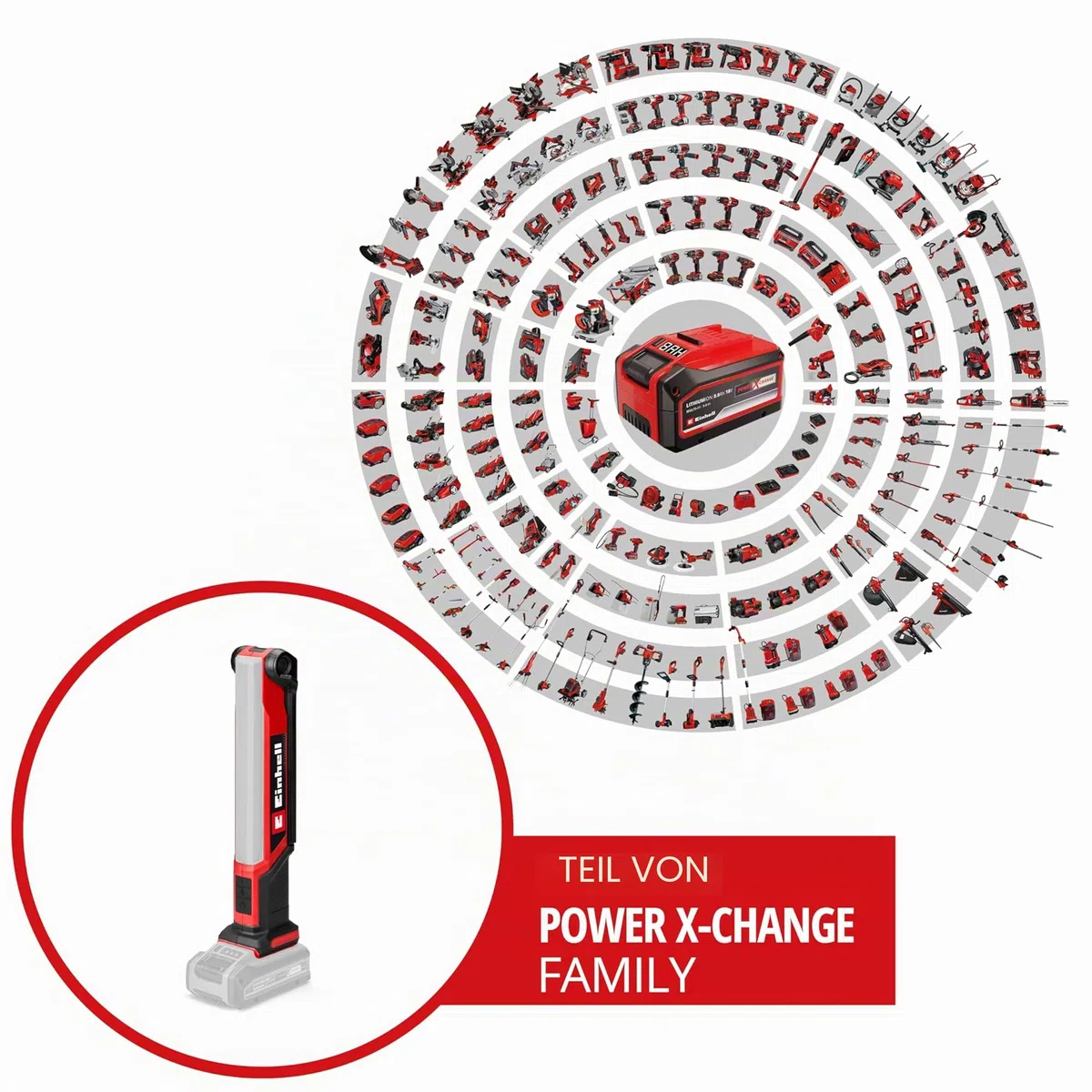 Einhell Akku-Lampe TE-CL 18/1000 S Li - Solo Power X-Change (18 V, klappbarer Leuchtkopf, 3 Leuchteinstellungen, 15 LEDs, 1000 Lumen, 5700 Kelvin, ohne Akku)