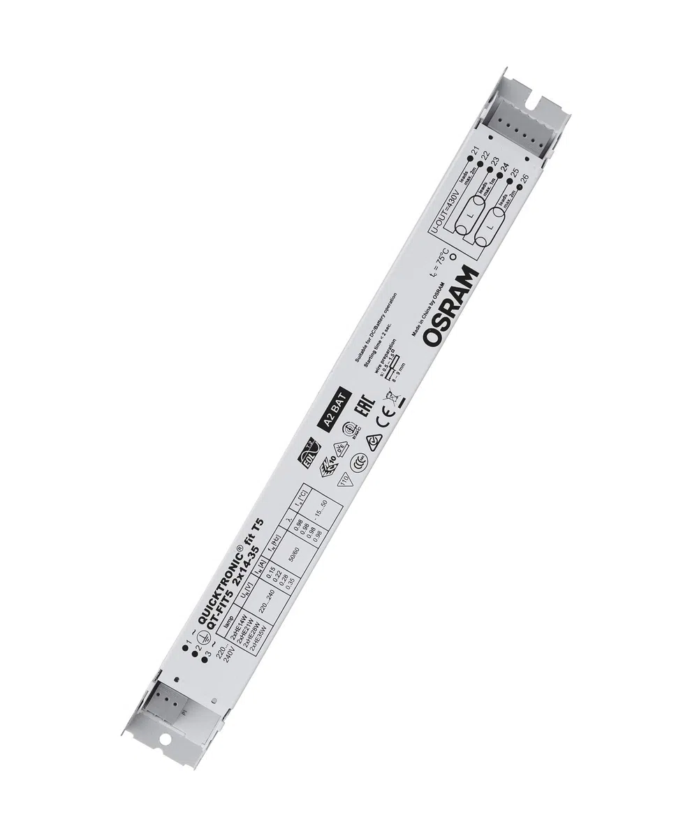 OSRAM Lamps elektronisches Vorschaltgerät (EVG), QUICKTRONIC FIT 5, EVG LL/KLL non-DIM, QT-FIT5 2X14-35/220-240, weiß, 4008321971258