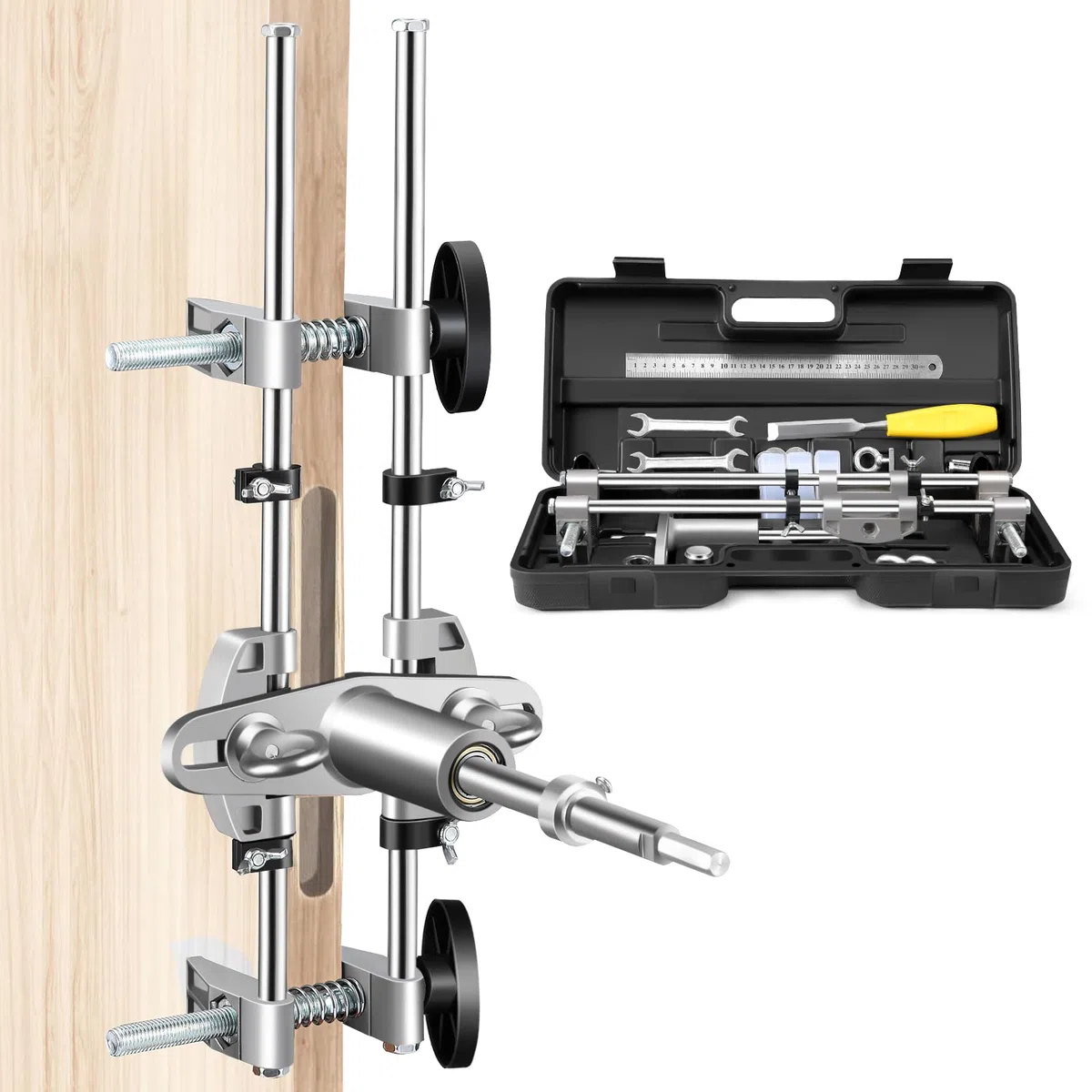 Türschloss-Einsteck-Set, 18 mm, 22 mm, 25 mm, Wartungsset, Holzbearbeitung, Lochsägenöffner, 18 mm, 22 mm, 25 mm, für Holztürschloss, Installationsset, Vorrichtung