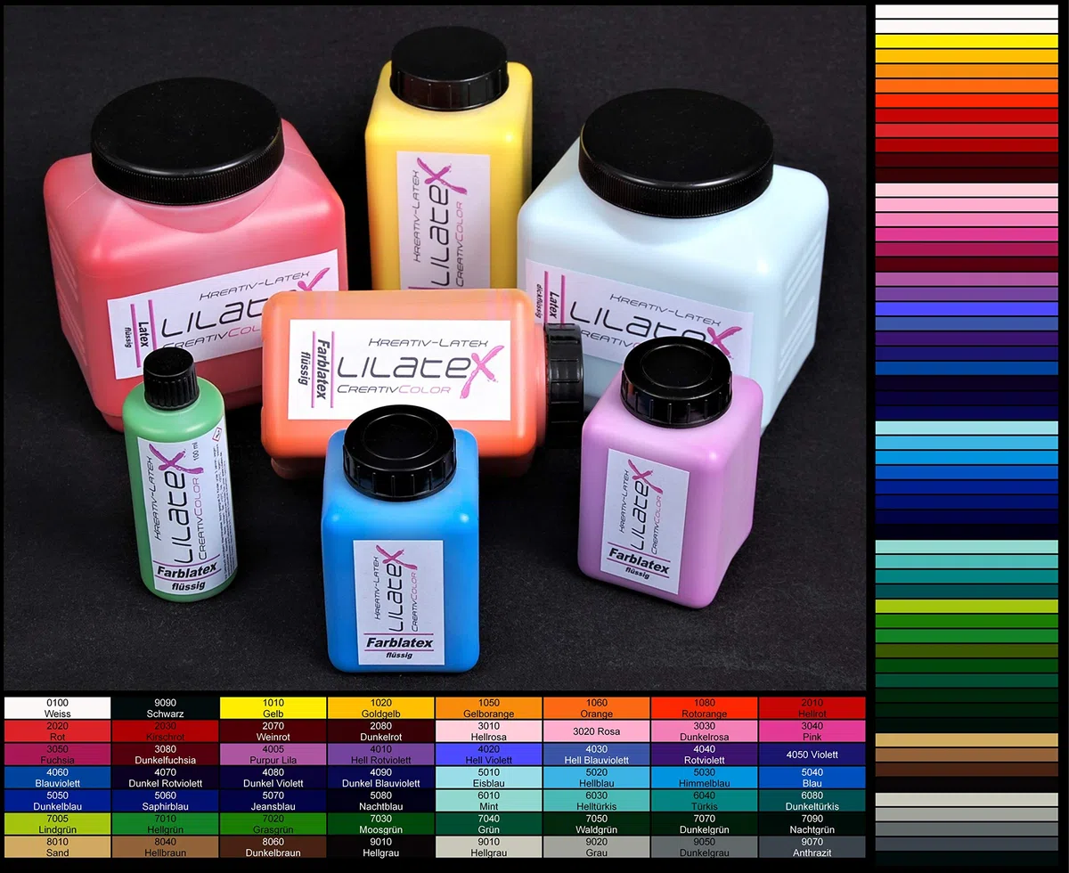 5 Liter farbiger Flüssiglatex/Farblatex/Latexmilch - dünnflüssiger Naturlatex in TIEF SCHWARZ