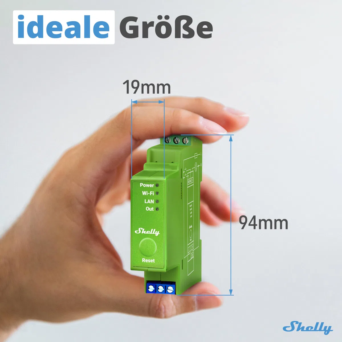 Shelly Pro Dimmer 1PM | WLAN & LAN Professioneller 1-Kanal-DIN-Hutschienen-Smart-Dimmer mit Leistungsmessung | Halogenlampen & Dimmbare LEDs - 200 W | iOS-Android App | Alexa & Google