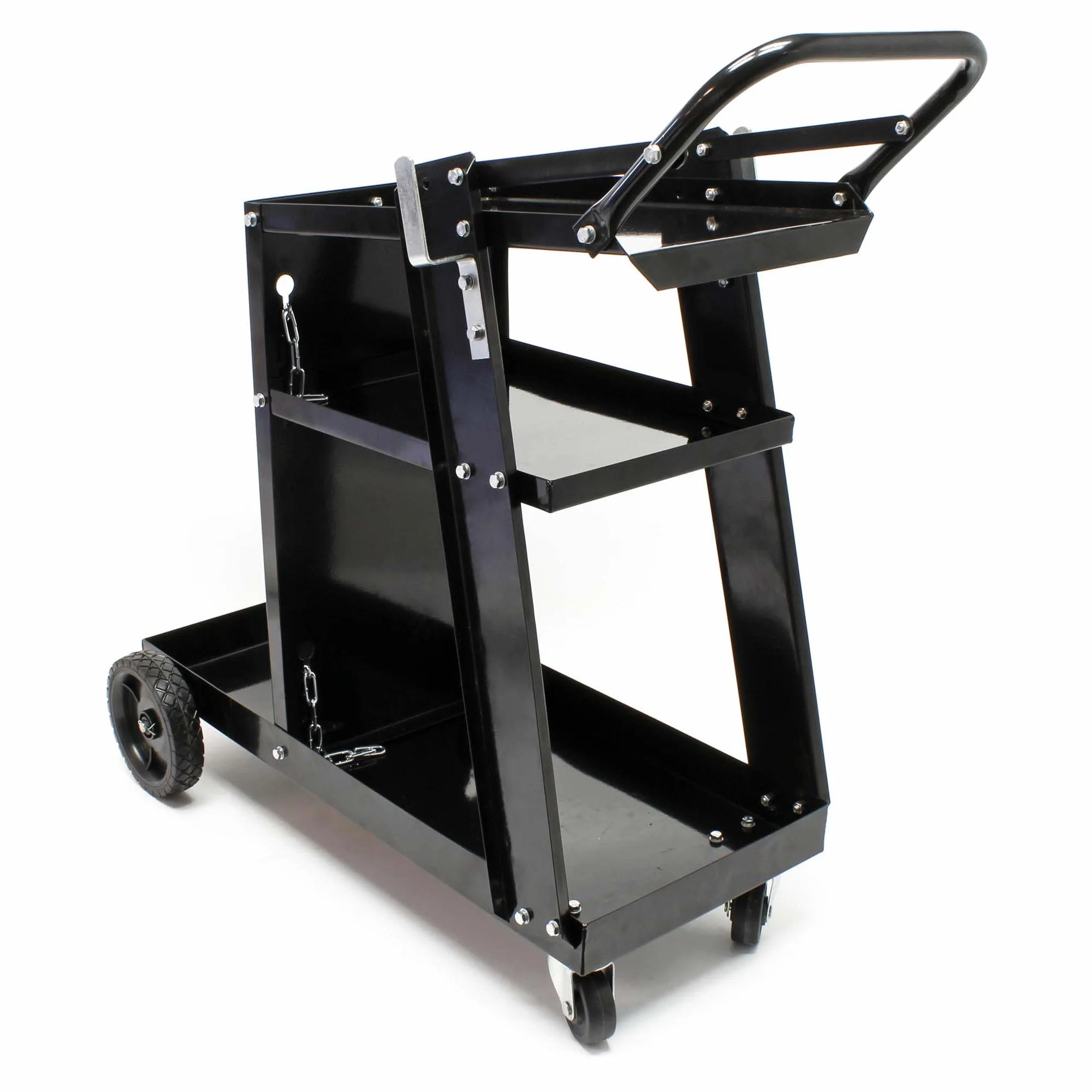 Wiltec Schweißwagen 765 x 745 x 385 mm aus Stahlblech, Werkstattwagen als Schweißmobil, Schweißgerätewagen auf Rollen, Flaschenwagen mit 3 Ablagen
