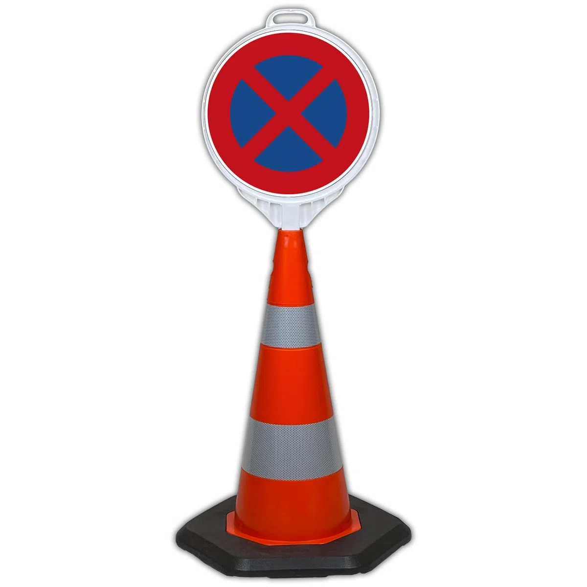 UvV ECOSign Leitkegel, Warnkegel mit Schild PVC 70 cm >3.5 kg schwer reflektierend (Absolutes Halteverbot VZ-283)