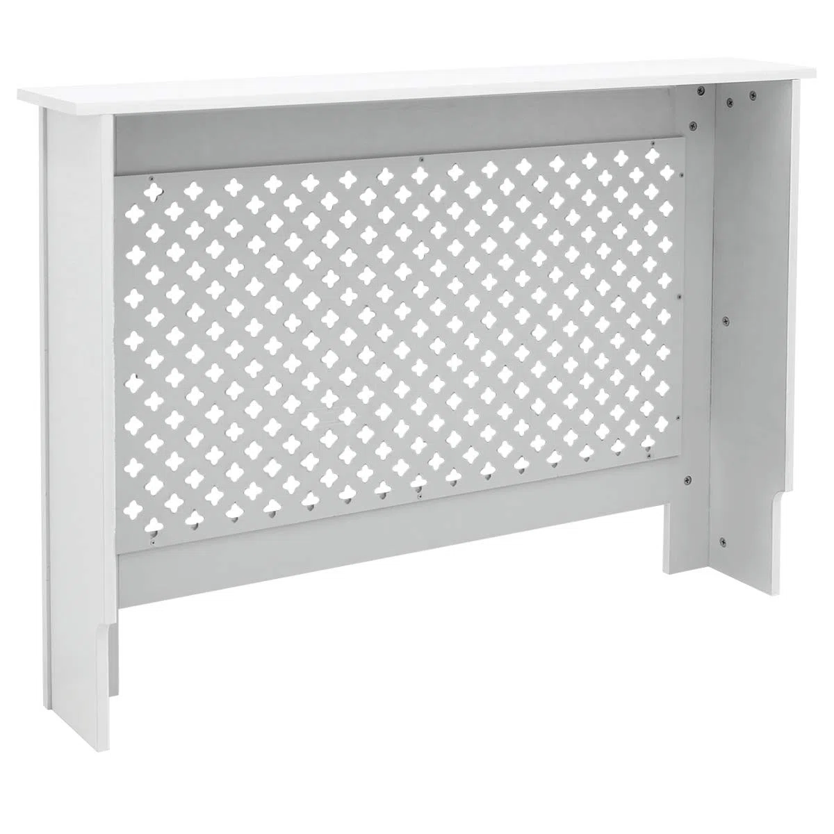 ECD Germany Heizkörperverkleidung mit Wabenmuster 112x19x82 cm Weiß aus MDF lackiert für Schlafzimmer Wohnzimmer Heizungsverkleidung Heizkörperabdeckung Heizungsabdeckung Heizung Heizkörper Abdeckung