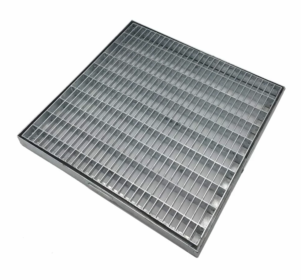 EINSIDE Gitterrost Abflussgitter Feuerverzinkt, Rechteckiges/Quadratisches Bau-Normrost aus verzinktem, 42,5 x 42,5 cm