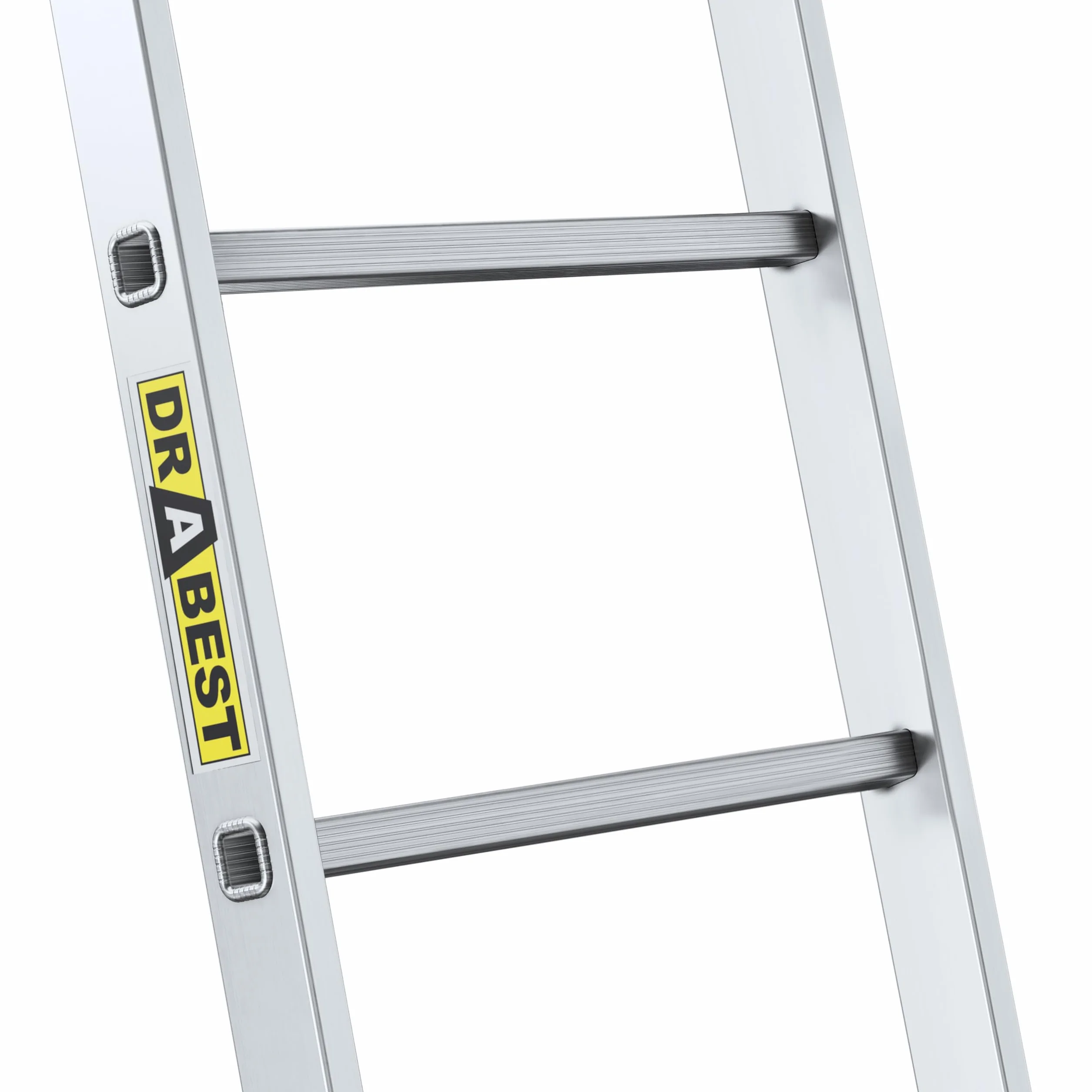 DRABEST PRO Serie Anlegeleiter Aluminium-Stufenleiter - 7 Stufen - mit Leiterhaken - Tragfähigkeit 150 kg - Anti-Rutsch-Füße, Leichtes Gewicht, korrosionsbeständig - EN131