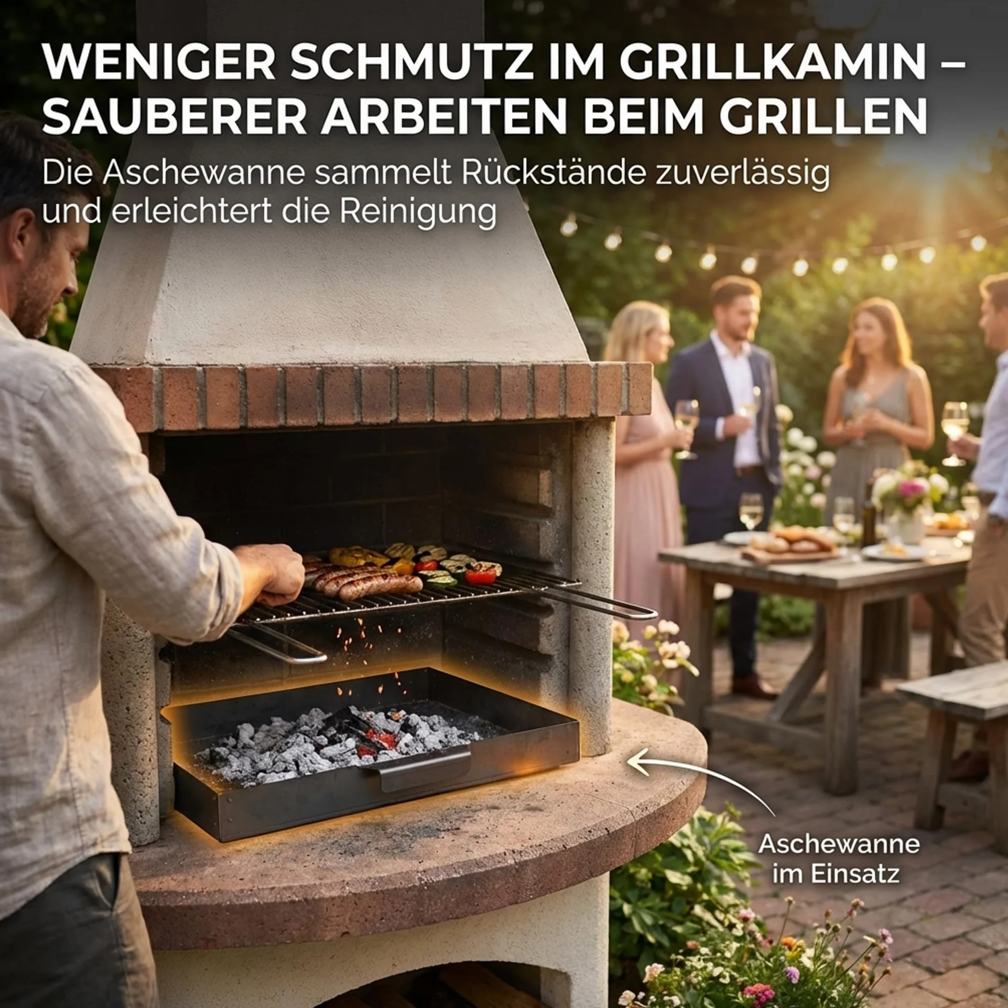 EWH Aschekasten für Grill aus CorTen Stahl im Edelrostoptik (49 x 34 cm) Aschebehälter/Aschewanne Aussengrill Aussenkamin