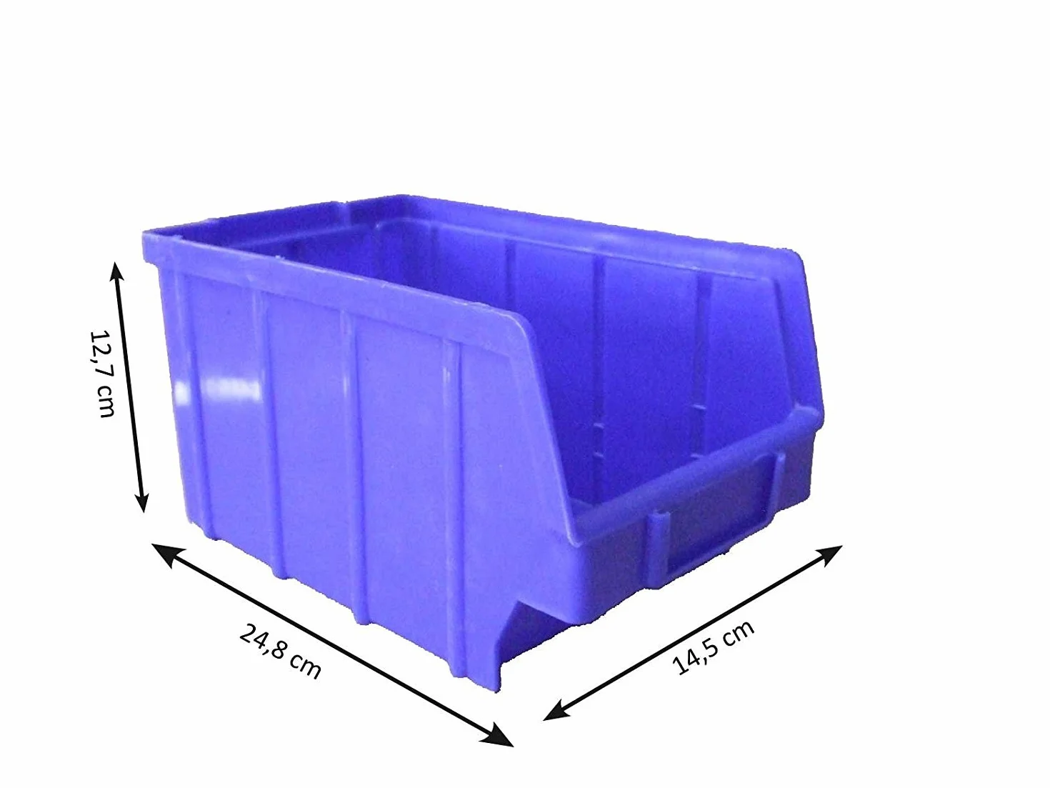 S&S-Shop 10 Stück Stapelboxen – blau – Größe 3 ( 145 x 248 x 127 mm ) - stapelbar / Sichtbox / Regalbox / Lagerbox