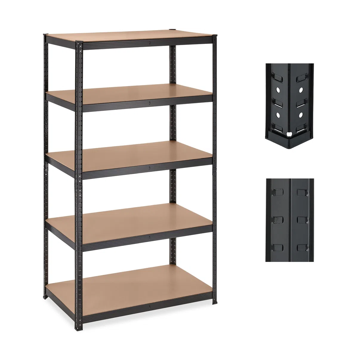 Relaxdays Schwerlastregal, HxBxT: 180x100x60 cm, 5 Böden, Stahl, schwarz | 1250 kg Traglast