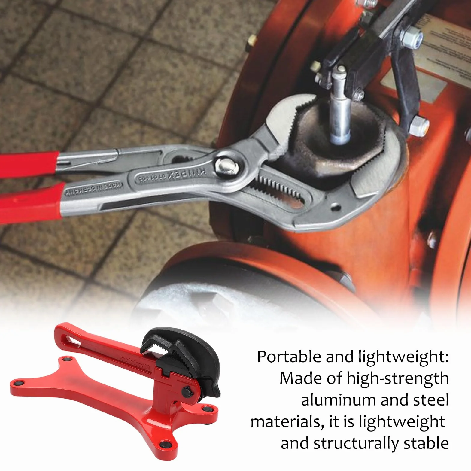 Tragbarer Rohrschraubstock, 0,3 Cm - 3,8 Cm Rohrschraubstock, Automatische Einstellung Der Klemmkraft, Vor-Ort-Wartung und -Instandhaltung von Rohrleitungen (Rot)