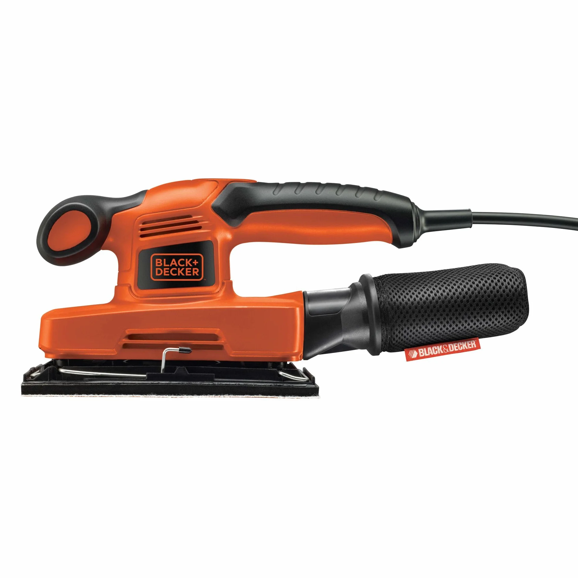 BLACK+DECKER Schwingschleifer (ideal zum Schleifen von großen Flächen, ergonomischer Softgriff, integrierter Staubabsaugung, variable Geschwindigkeit, inkl. 5x Schleifpapier & Koffer) KA320EKA-QS