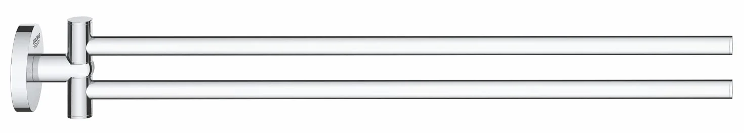 GROHE Start, Doppel-Handtuchhalter (für 2 große Handtücher, 44cm lang, schwenkbar, zum Bohren, inkl. Schrauben & Dübel, verdeckte Befestigung, langlebige Oberfläche), rund, chrom, 41183000