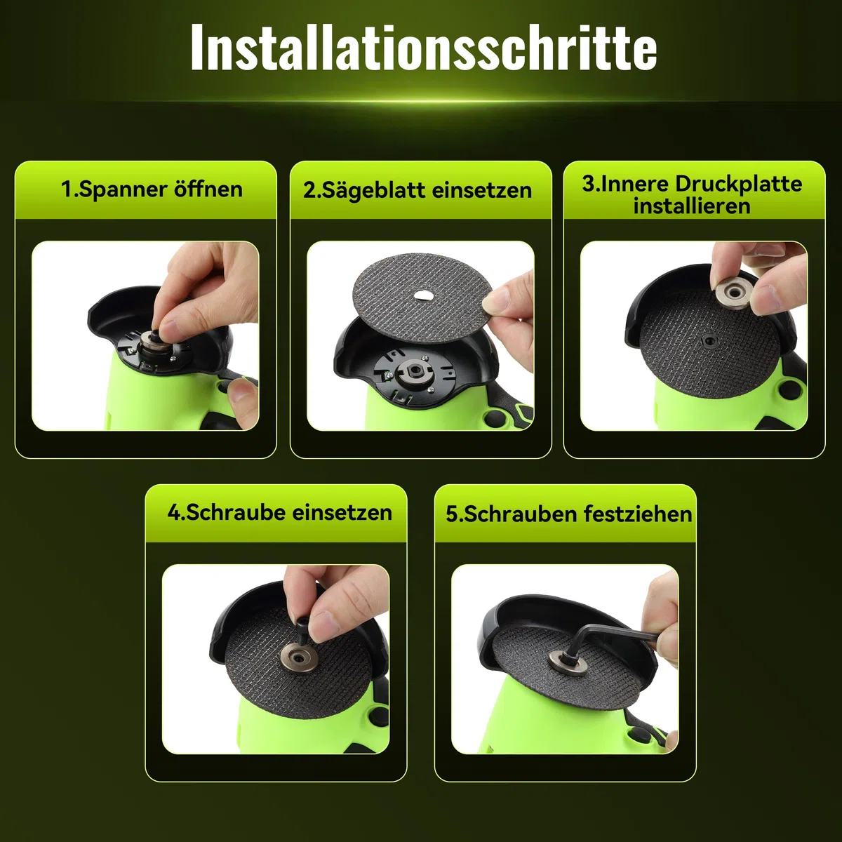 DEWINNER Akku-Winkelschleifer 19 500 U/min - 76mm Schleifscheibe, 2 Akkus 2000mAh, 6 Schneidscheiben und Tragetasche - Für Schleifen, Polieren, Schneiden