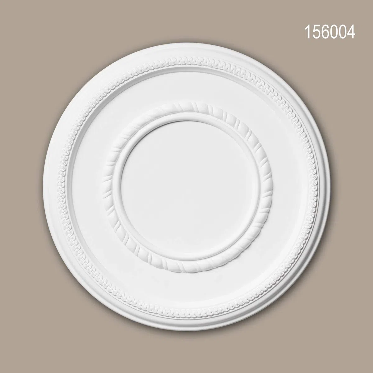 Profhome 156004 Deckenrosette Ø 43,5 cm | Stuckrosette aus Polyurethan Hartschaum | Neo-Empire Lampenrosette weiß vorgrundiert für Kronleuchter & Deckenlampen