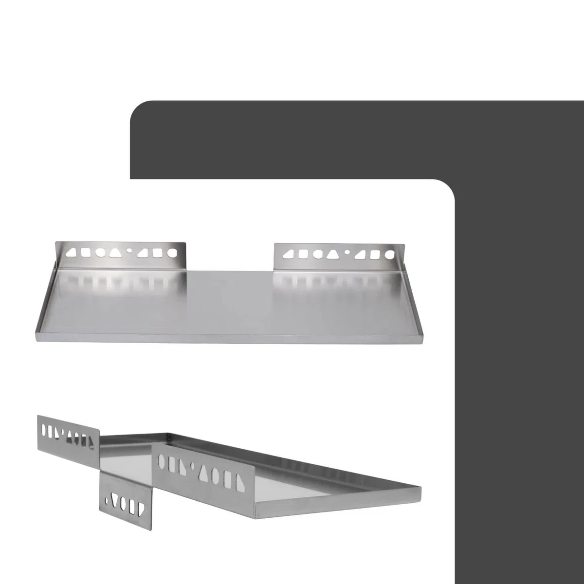 Befliesbare Duschablage Ecke 400mm x 150mm Silber Ablage zum Einfliesen, Edelstahl korrosionsbeständig, Bad Accessoires