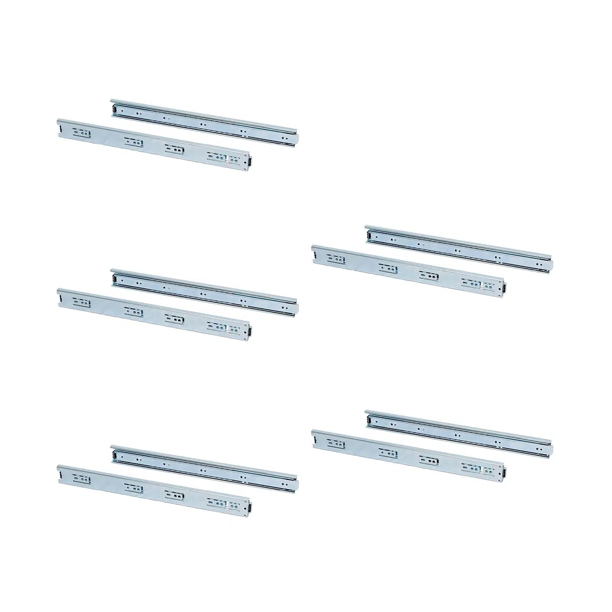 Emuca Set Schubladenführungen, vollauszug mit Rollen 45 x 500 mm, Lot von 5, Verzinktem