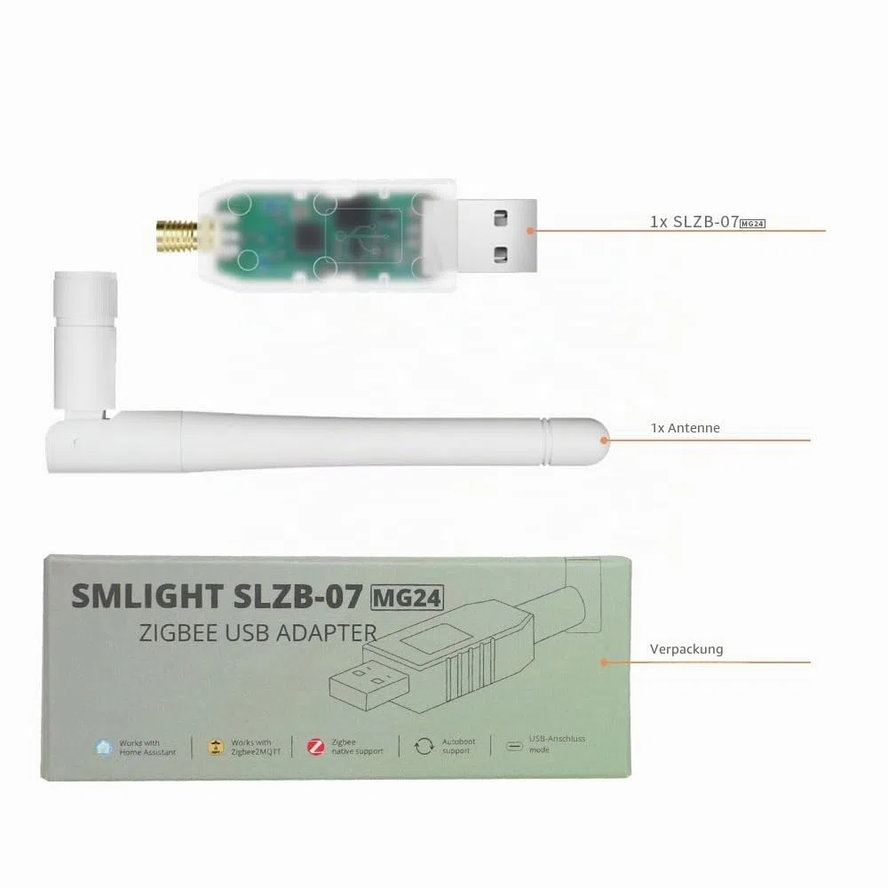 SMLIGHT SLZB-07MG24 Zigbee 3.0 Coordinator Thread/Matter Mini USB Adapter Funktioniert mit Zigbee2MQTT, Home Assistant, ZHA