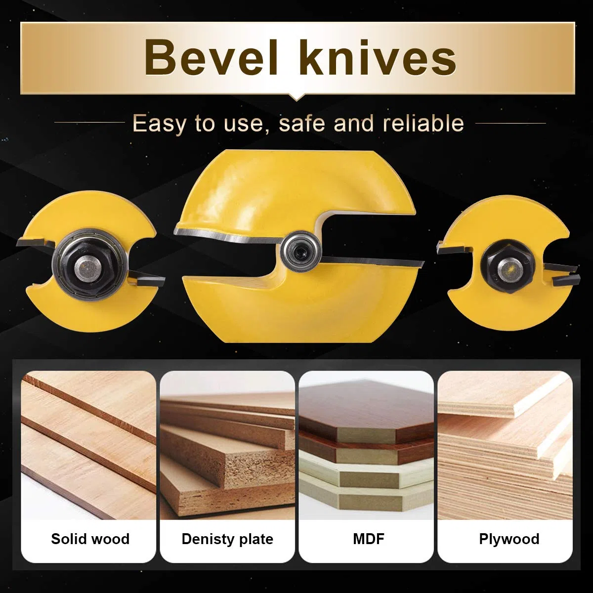 KATUR Schienen- und Holzleisten-Raiser-Fräser-Set mit großem Ogee-Rondell-Hochschrank 3-teilig 1/2 Zoll-Schaft Ogee-Türschienen- und Holzleisten-Fräser-Fräser mit Holznut