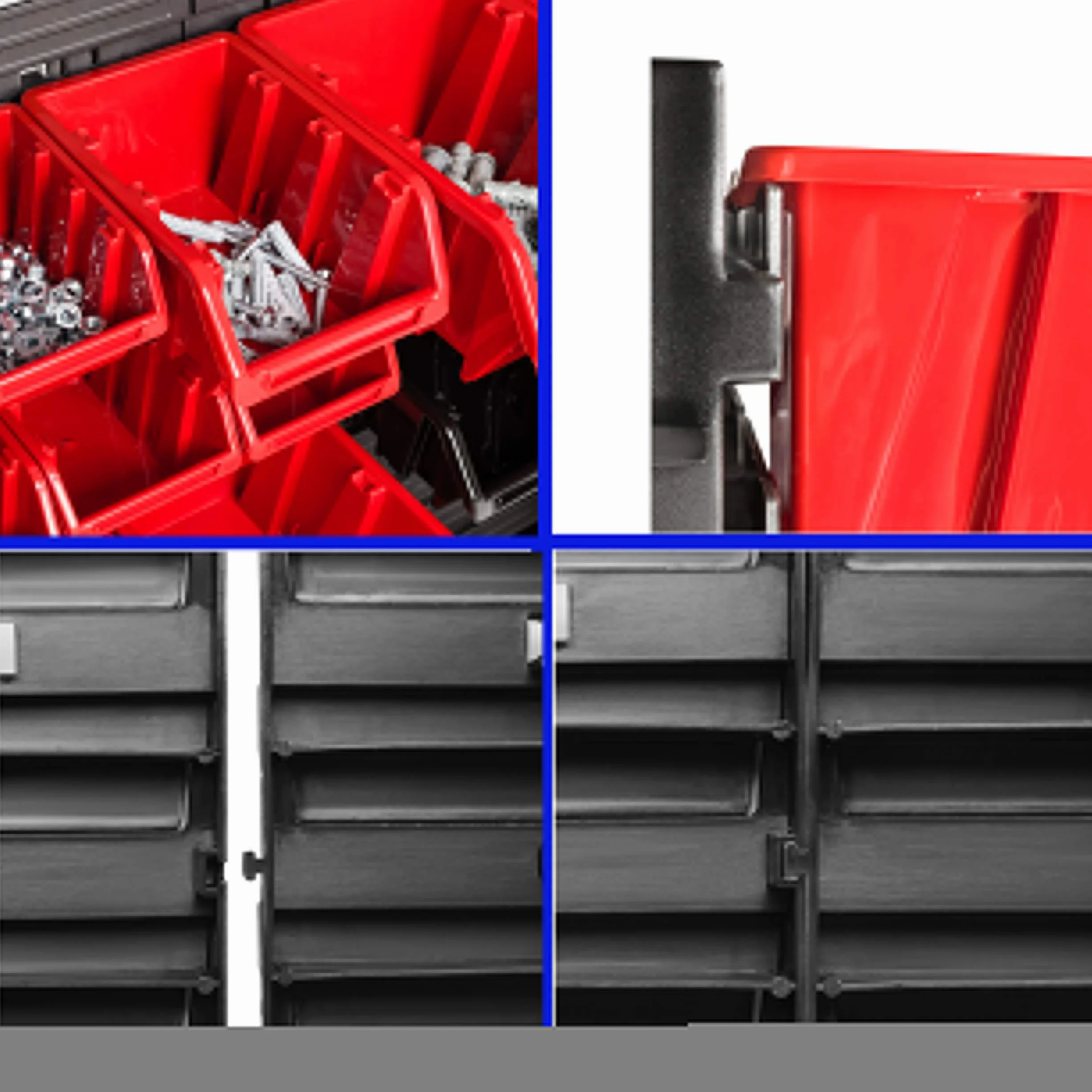Lagersystem Wandregal 1152 x 390 mm , 70 stck. Box , Stapelboxen Schüttenregal Sichtlagerkästen , Extra Starke Wandplatten , Regal Erweiterbar , Werkstattregal Lagerregal Werkstattwandregal Steckregal