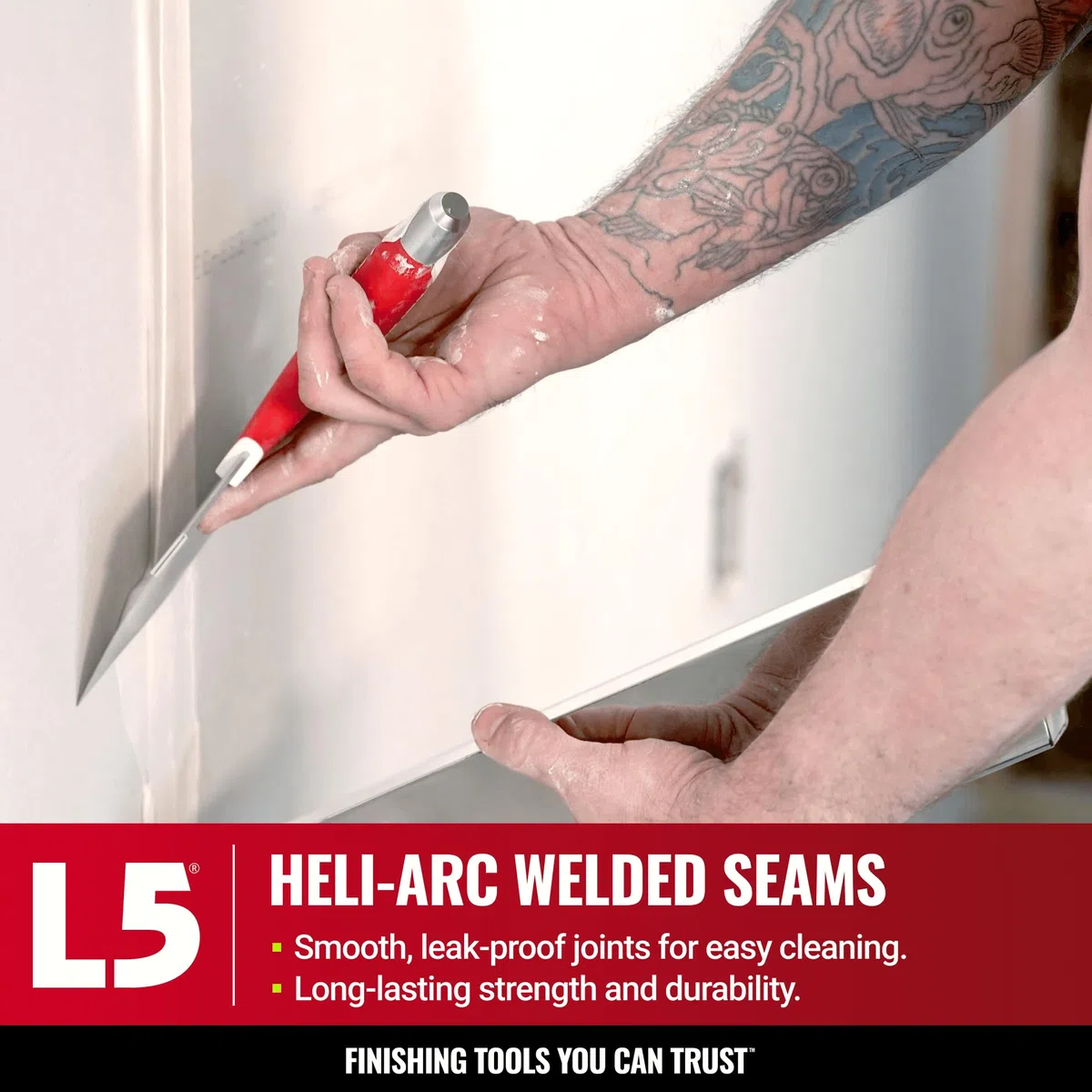 "Pro Grade Edelstahl Mud Pfannen | Level 5 Werkzeuge 14" rot"