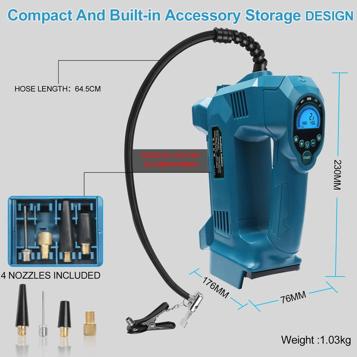 Powarobor Akku Kompressor Kompatibel mit Makita mit 2 Stück 18V 5.5Ah Akku und Ladegerät
